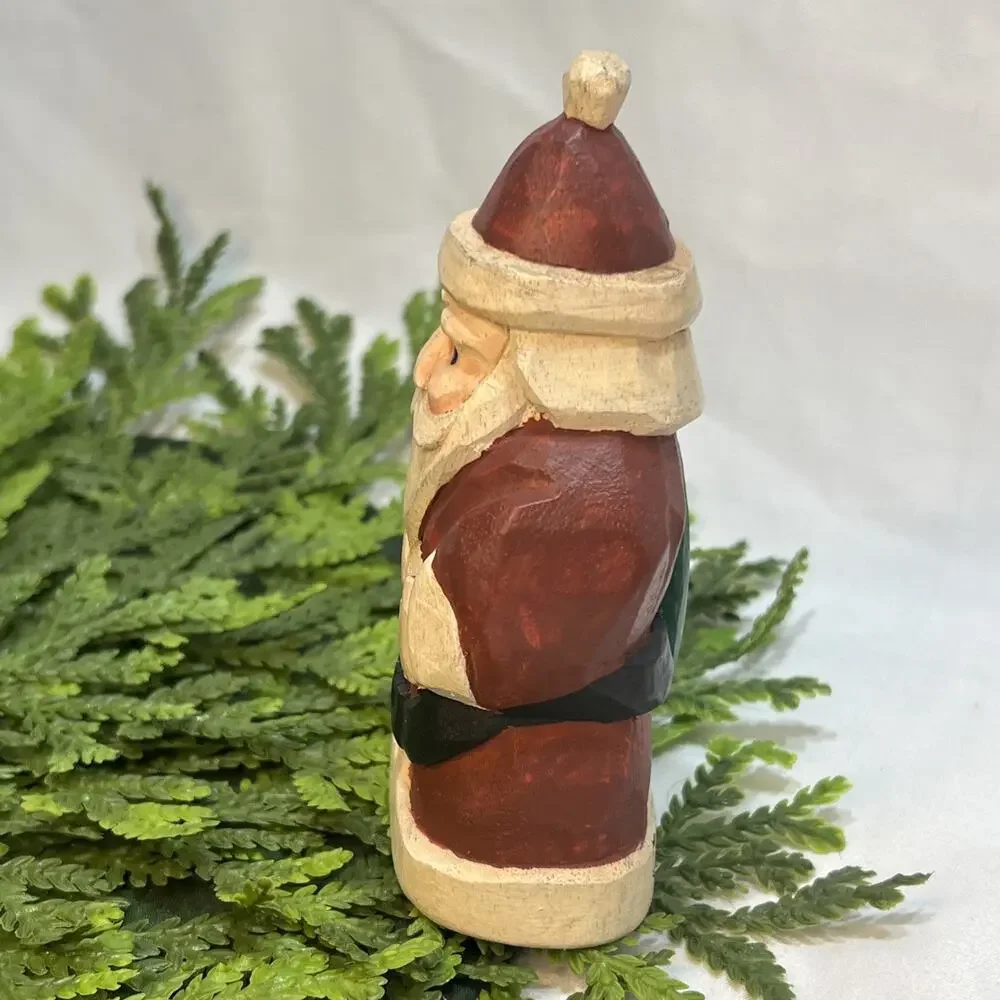 Hand Carved Painted Wood Santa By Ron Ransom Angelworks Folk Art Primitive